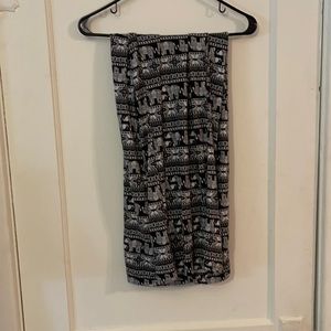 Black and White Flow Pants with Elephants